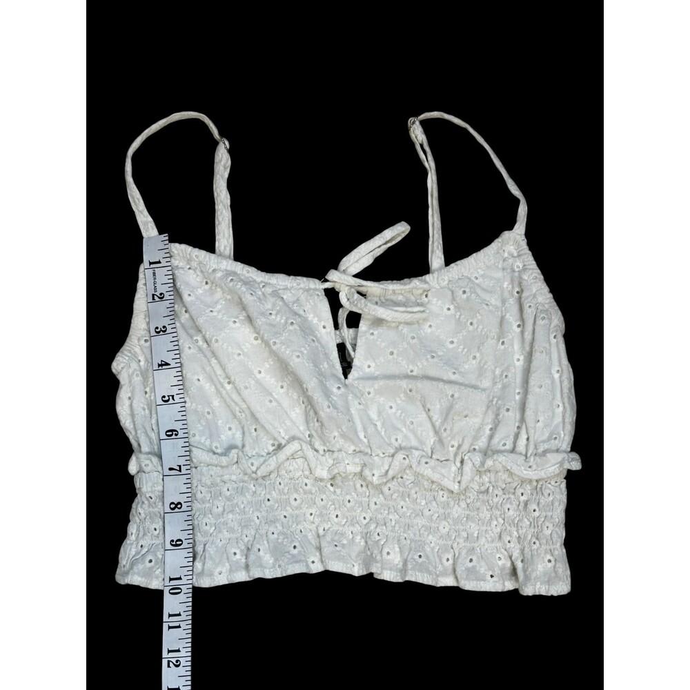 Wild Fable Womens Cropped Cami XS 100% Cotton Eyelet White Festival Boho Cowgirl - Picture 4 of 6